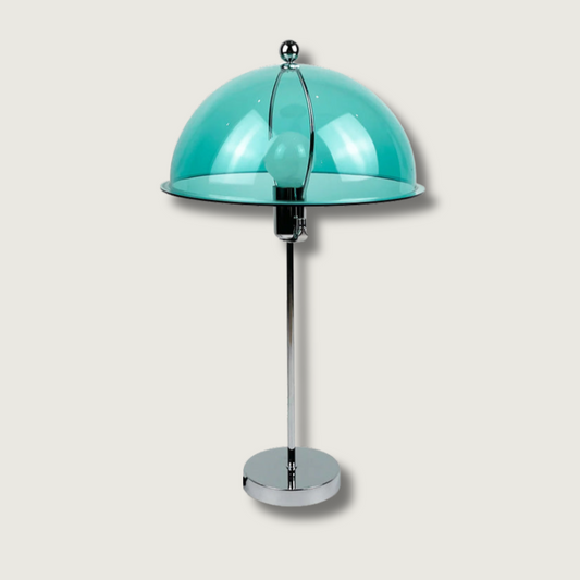 LuxeLight – Elegant Silver Table Lamp with Acrylic Accents