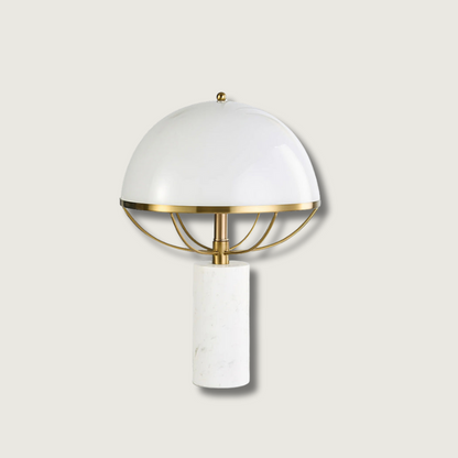 LuxeGlow – Glass Lamp with Golden Finish and Marble Stand