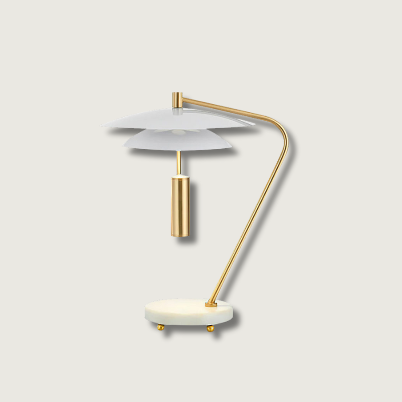 EleganceStone – White Aluminium Lamp with Marble Base