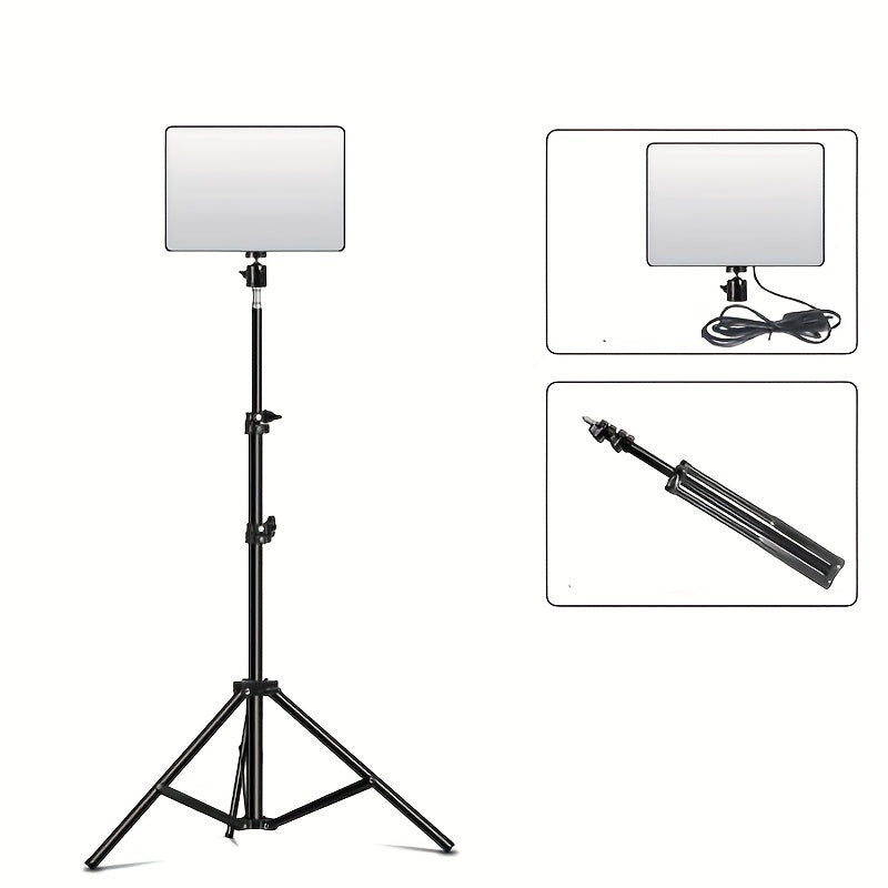 Adjustable LED Light Stand for Photography and Video – 1.1m Height, Sturdy Aluminum Tripod with Lamp-4