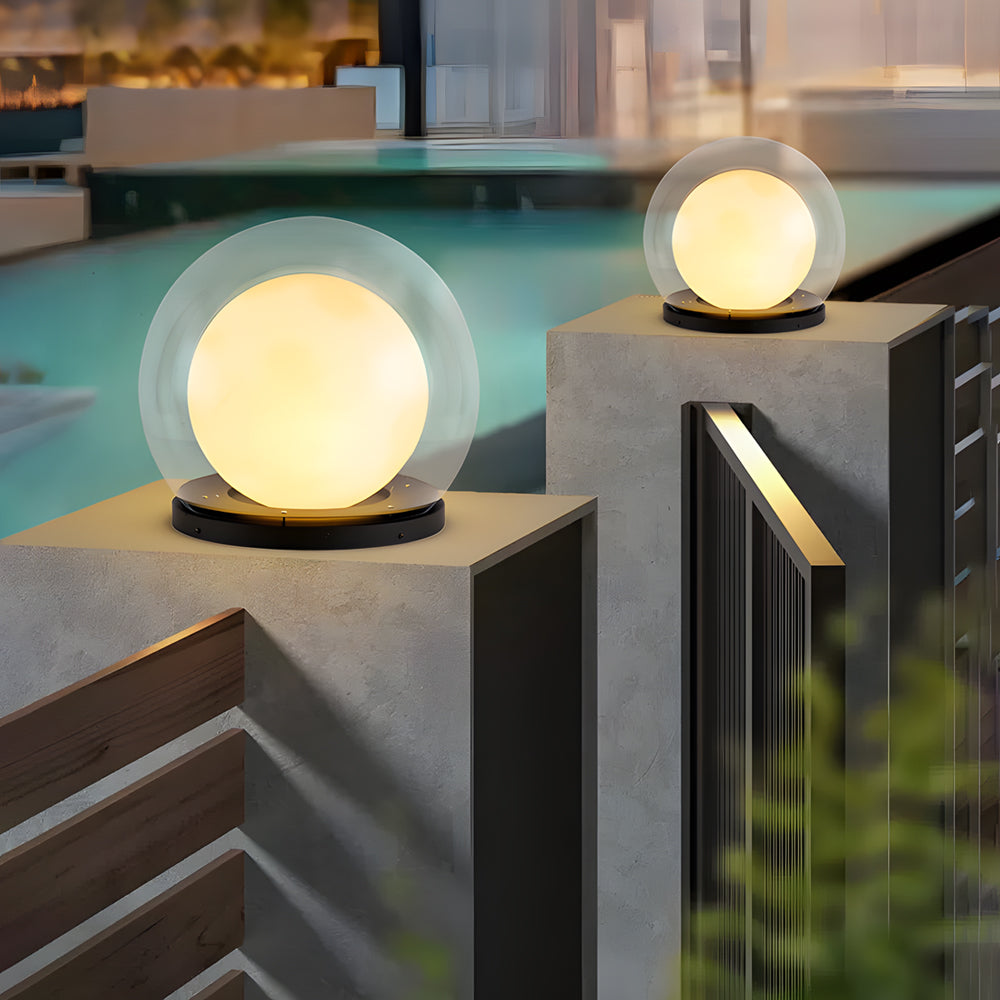 Variant image for Modern Outdoor Solar Pillar Lamp - Weatherproof Garden Light with Dual-Layer Moonlight Design-5