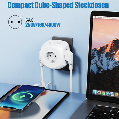 Compact Portable Power Socket Cube with 5 Electric Connections – Lightweight and Safe for Home, Office, and Travel-2