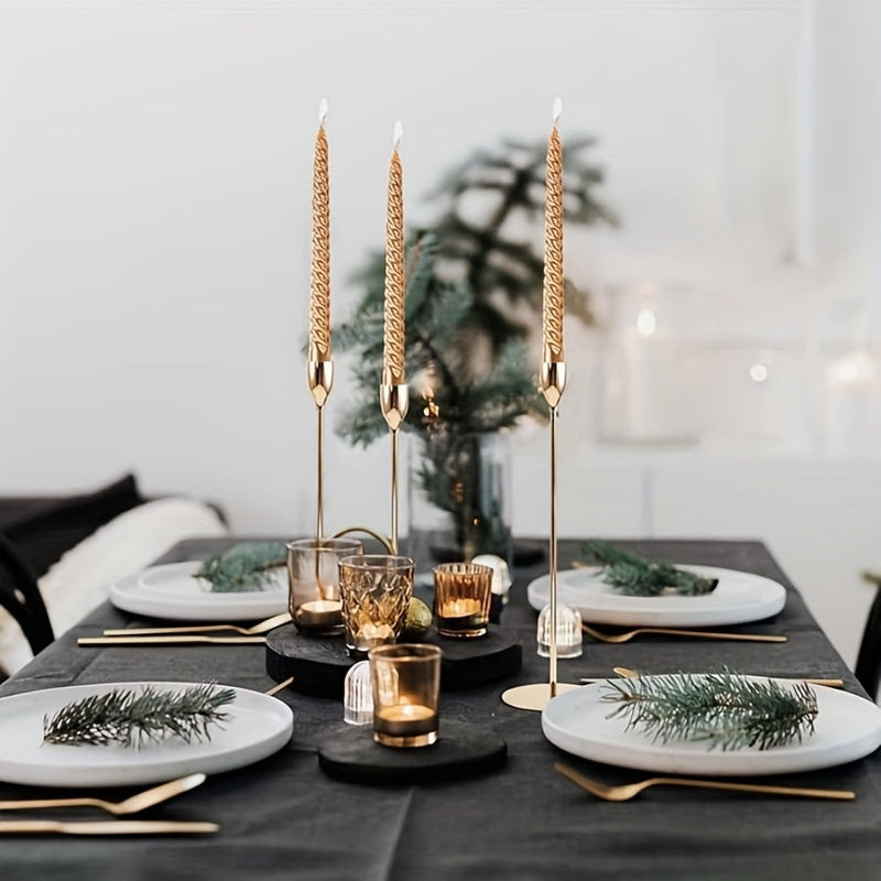 MajesticFlicker – Sophisticated Black and Gold Candelabra Set for Elegant Events