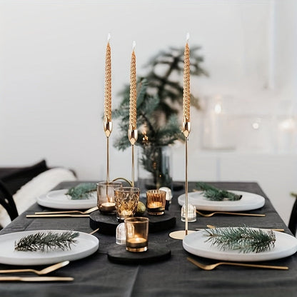 MajesticFlicker – Sophisticated Black and Gold Candelabra Set for Elegant Events