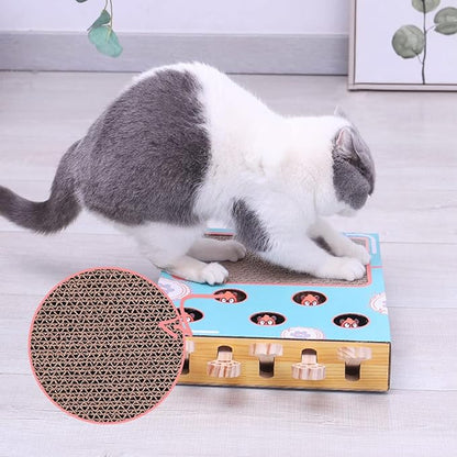3-in-1 Interactive Cat Playground with Scratching Post, Eco-Friendly Cardboard Design, Space-Saving Toy for Active Play-5