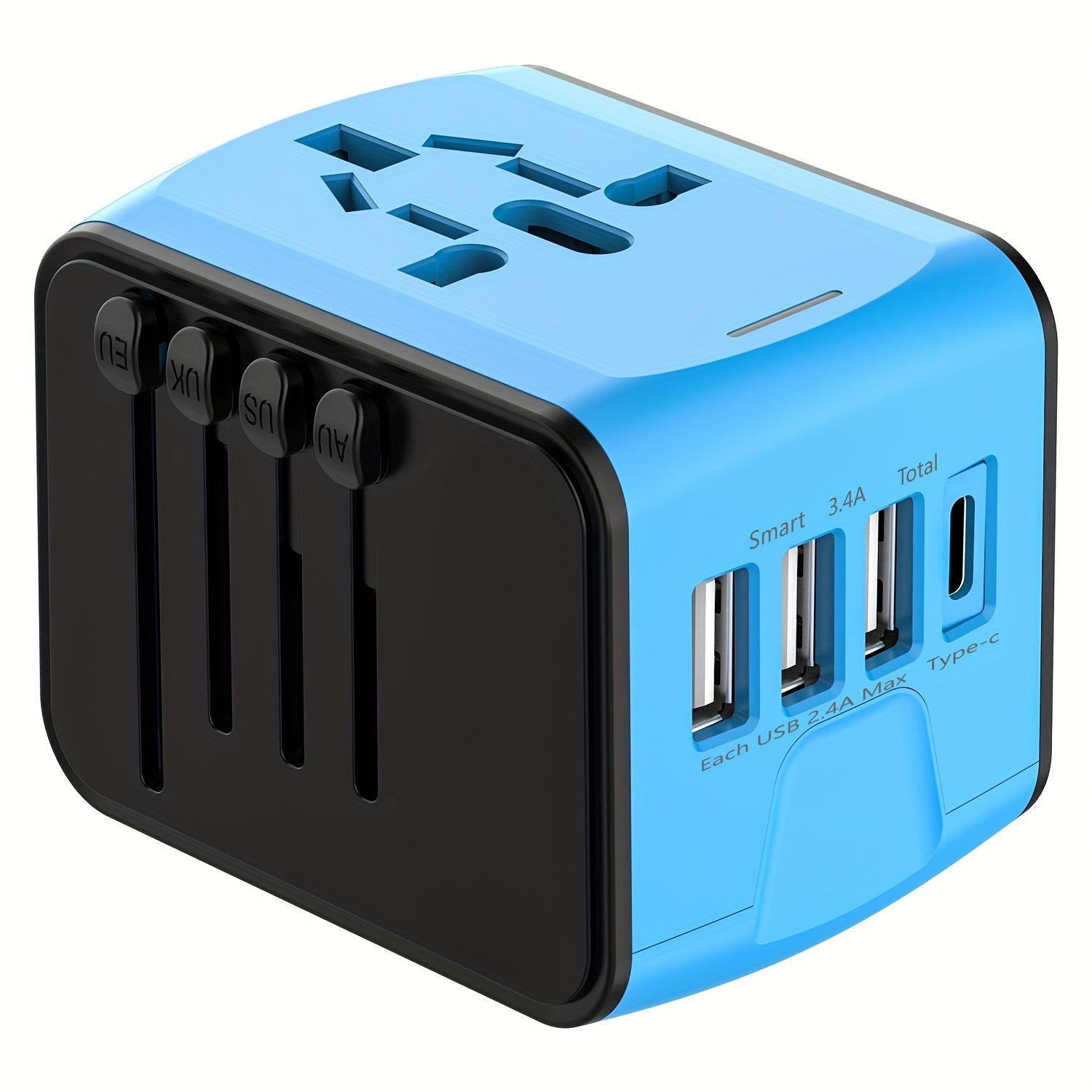Universal Travel Adapter with 4 USB Ports and Type-C – Global Compatibility, Fast Charging Safety Features-1