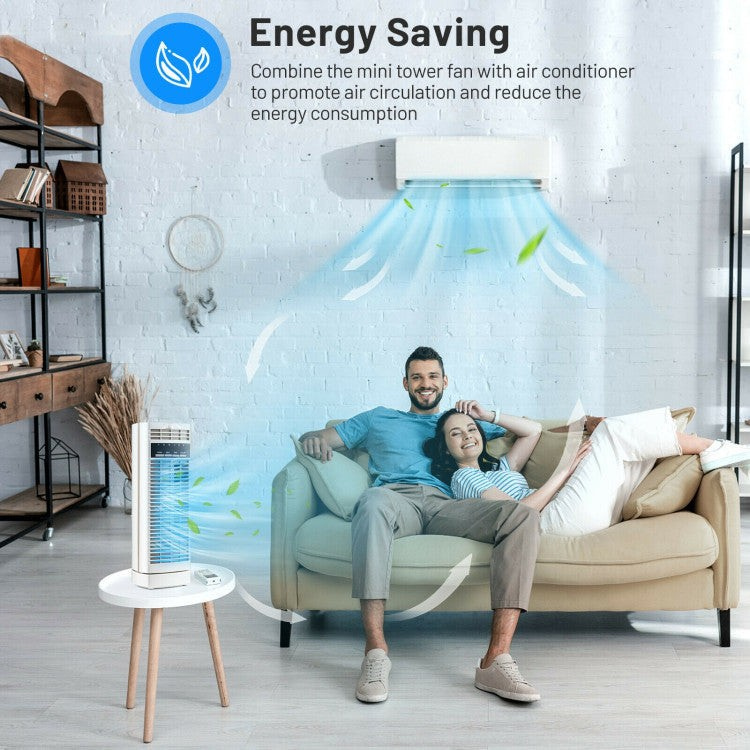 Small Oscillating Desk Fan – 14-Inch Electric Tower Fan with Timer & Adjustable Speeds | Space-Saving Cool | For Personal Indoor Comfort