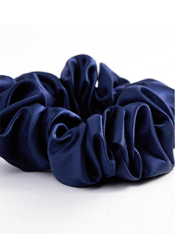 VelvetSilk - Midnight Silk Hair Scrunchies (3.5 cm)