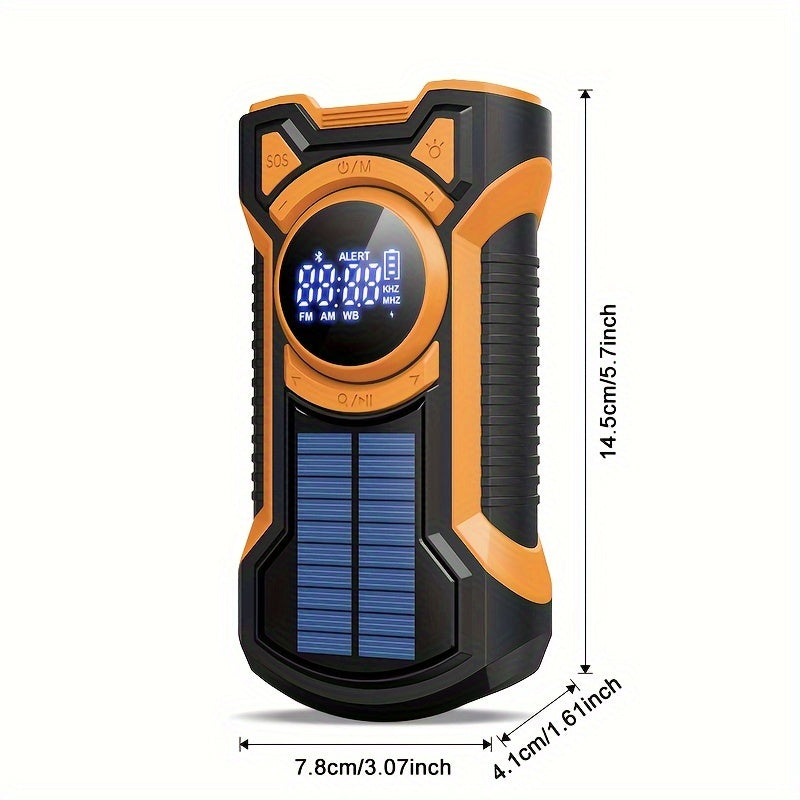 All-in-One Emergency Radio with Hand Crank, Solar Panel, Flashlight & USB Charger – Ideal for Camping and Outdoor Use-2