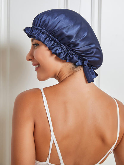 LuxeSilk - Double-Layer Silk Sleep Hat with Ribbon