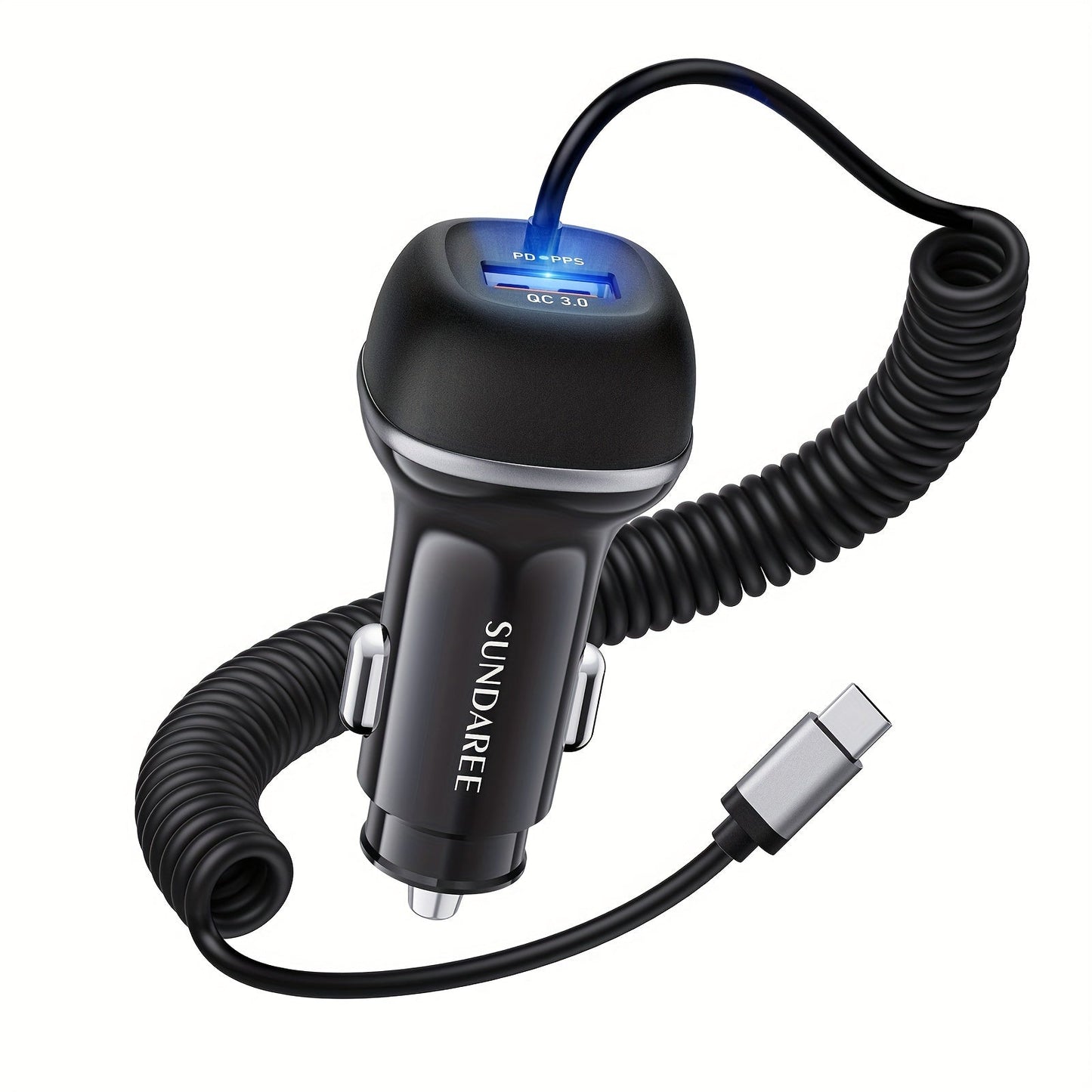 Fast USB-C Car Charger with 51W Power, 3 Ports and QC 3.0 Technology for Multiple Devices Charging-1