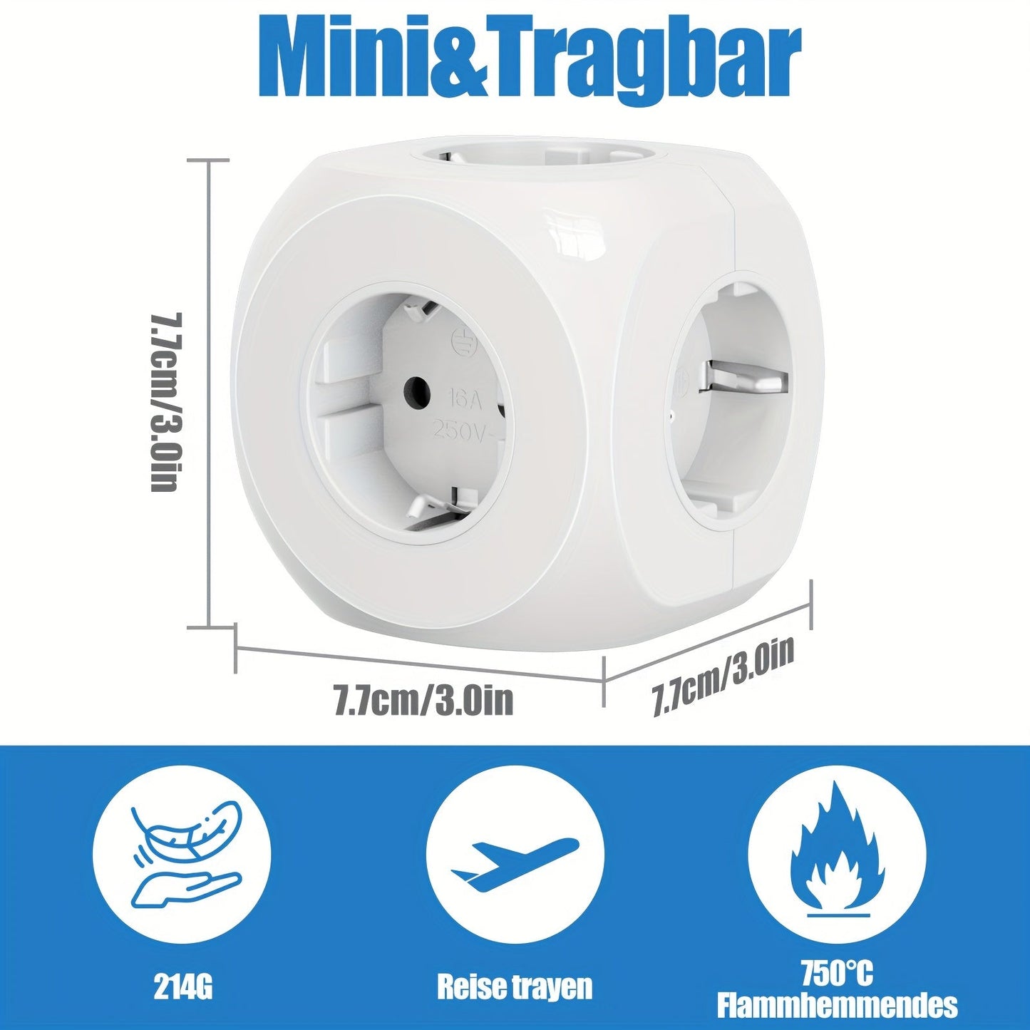 Compact Portable Power Socket Cube with 5 Electric Connections – Lightweight and Safe for Home, Office, and Travel-3