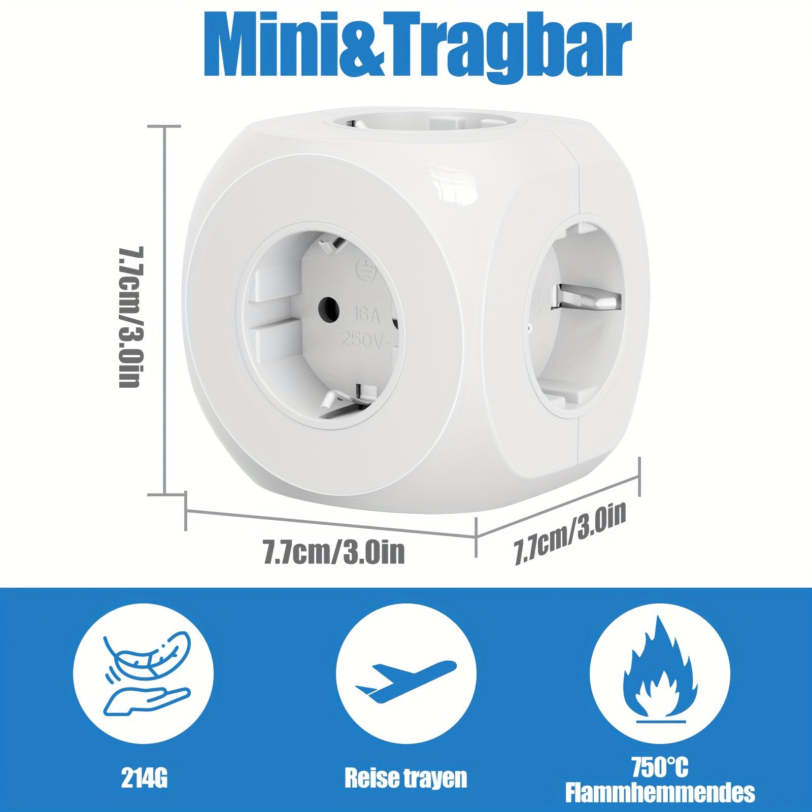 Compact Portable Power Socket Cube with 5 Electric Connections – Lightweight and Safe for Home, Office, and Travel-3