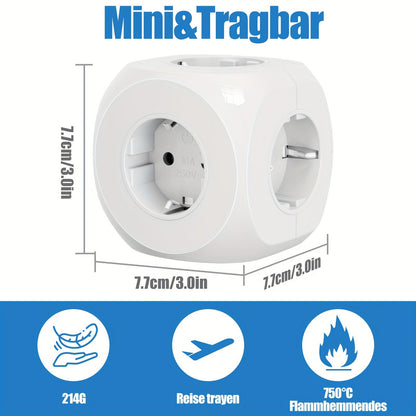 Compact Portable Power Socket Cube with 5 Electric Connections – Lightweight and Safe for Home, Office, and Travel-3