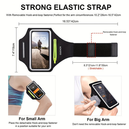 Adjustable Running Phone Holder with Earphone Compartment – Fits Arm Sizes 26-42 cm, Compatible with iPhone and Galaxy-6