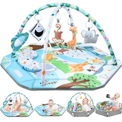 8-in-1 Baby Play Mat with 6 Detachable Sensory Toys – Soft Foam Play Mat for Early Development 2