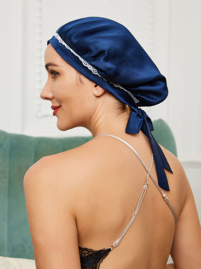 OpalSilk - Silk Lace Sleep Cap with Ribbons