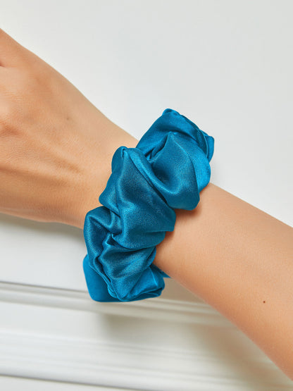 VelvetSilk - Midnight Silk Hair Scrunchies (3.5 cm)