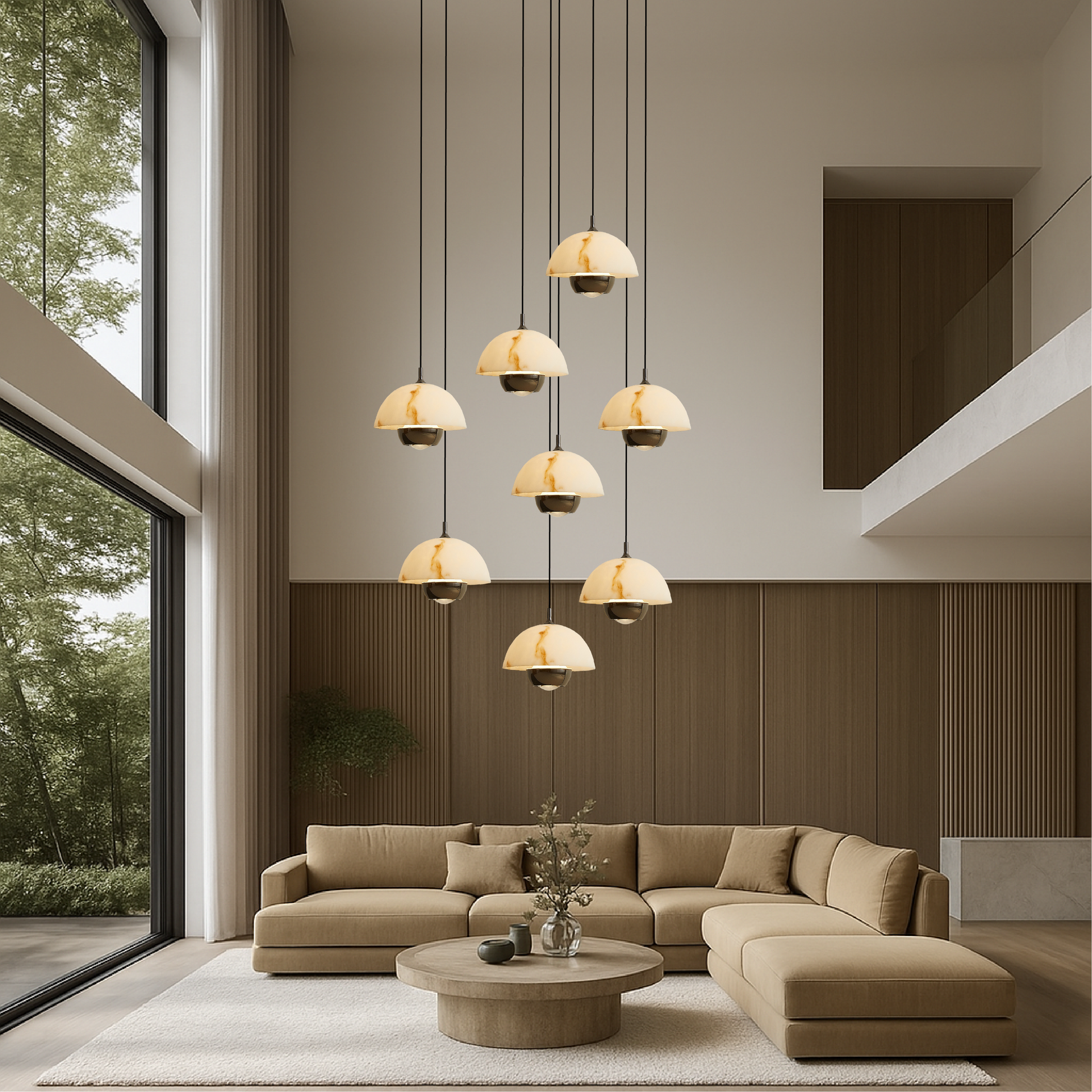 8 Heads Natural Marble Stair Chandelier 1