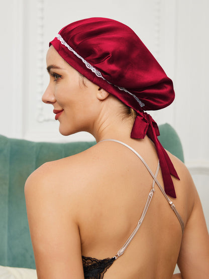 OpalSilk - Silk Lace Sleep Cap with Ribbons