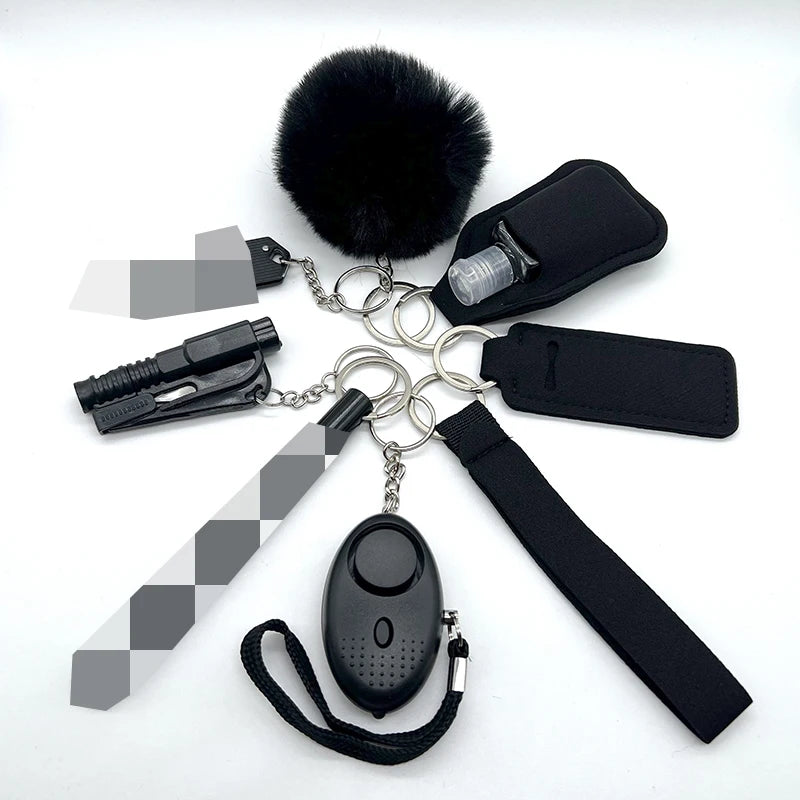 9-Piece Outdoor Self Defense Keychain Set for Women – Compact, Durable, Stylish Protection 8