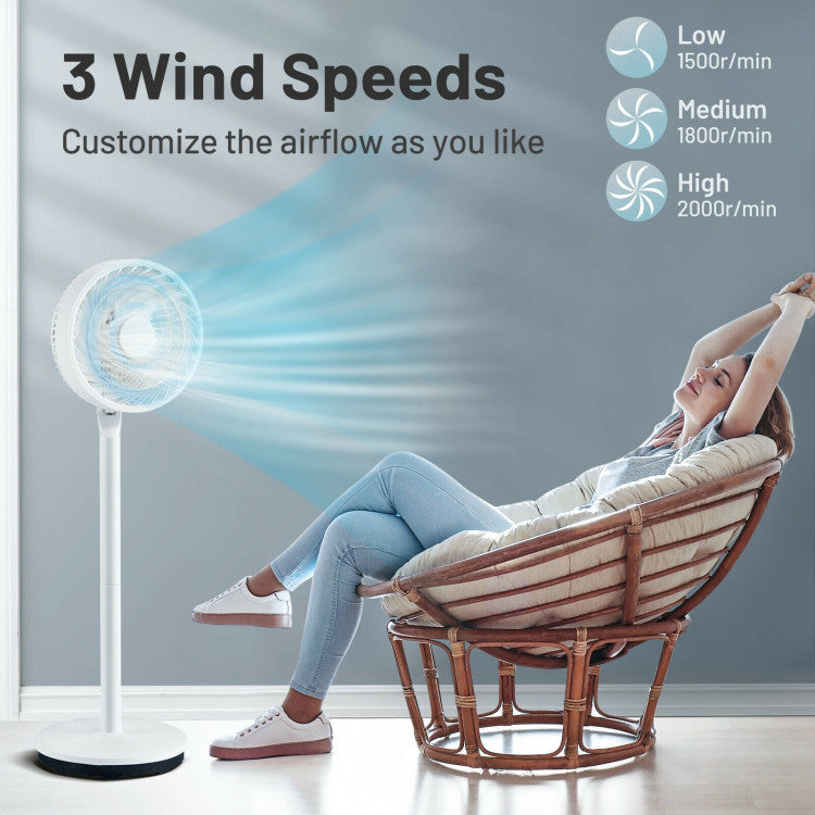 9 Inch Portable Oscillating Pedestal Floor Fan with Adjustable Heights and Speeds 3