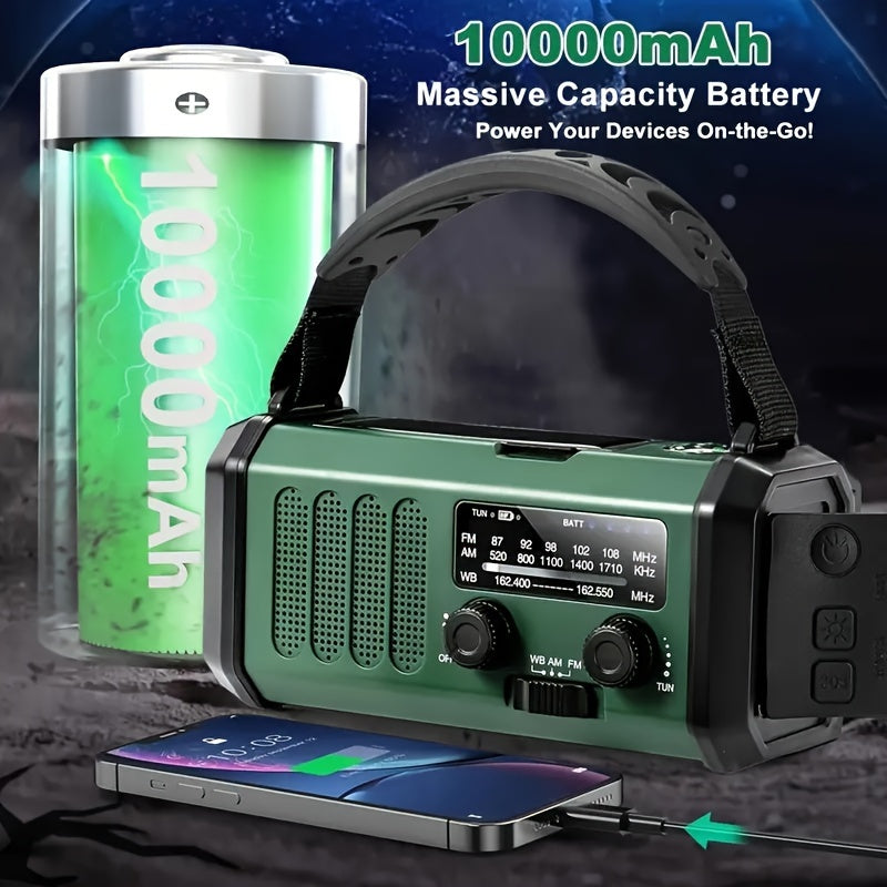 All-in-One Emergency Radio with Flashlight, Solar Panel, USB Charger, and NOAA Weather Access – Compact Survival Device-2