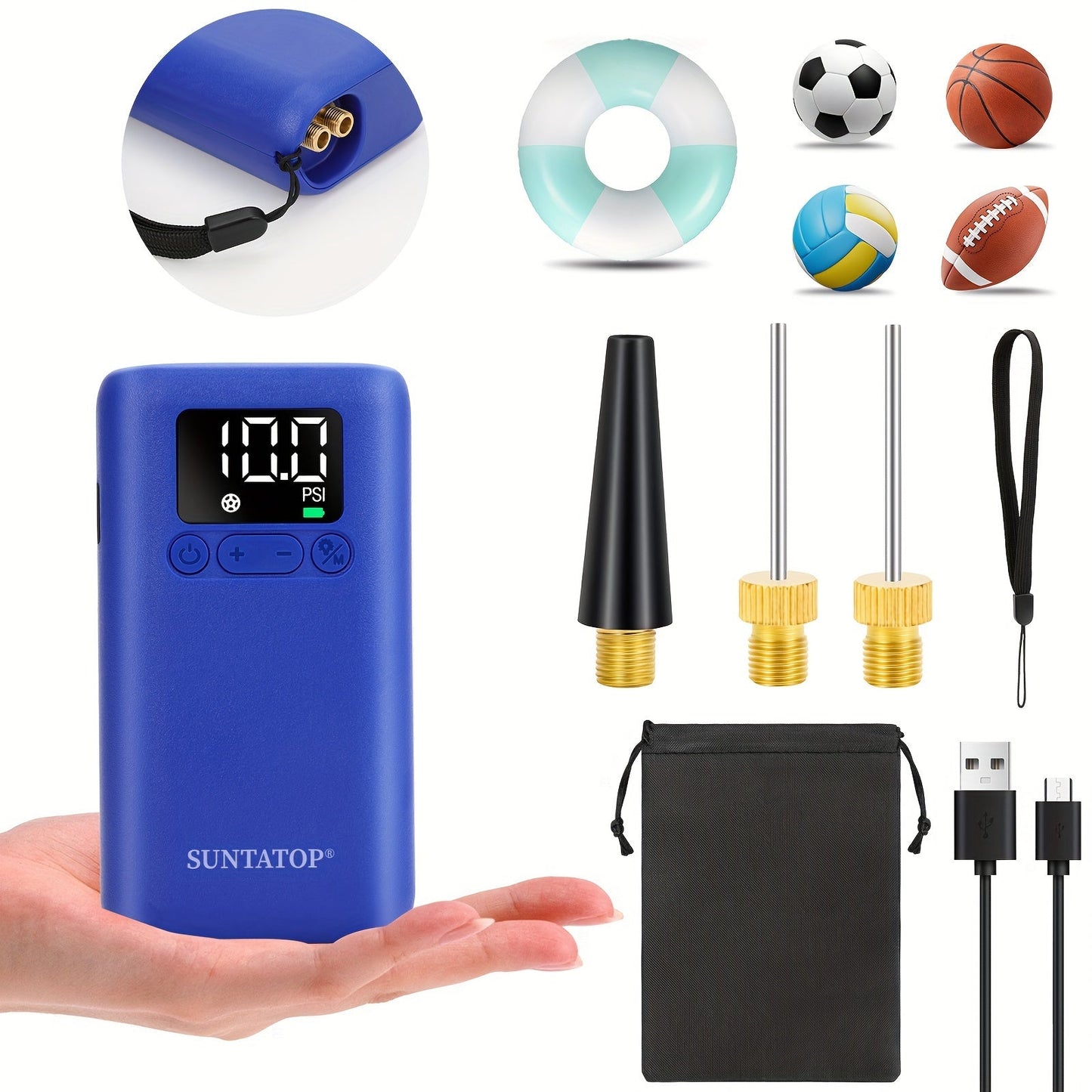 Automatic Electric Ball Pump with 20 PSI Capacity, LED Light for Footballs and Basketballs – Compact and Portable Inflator-1