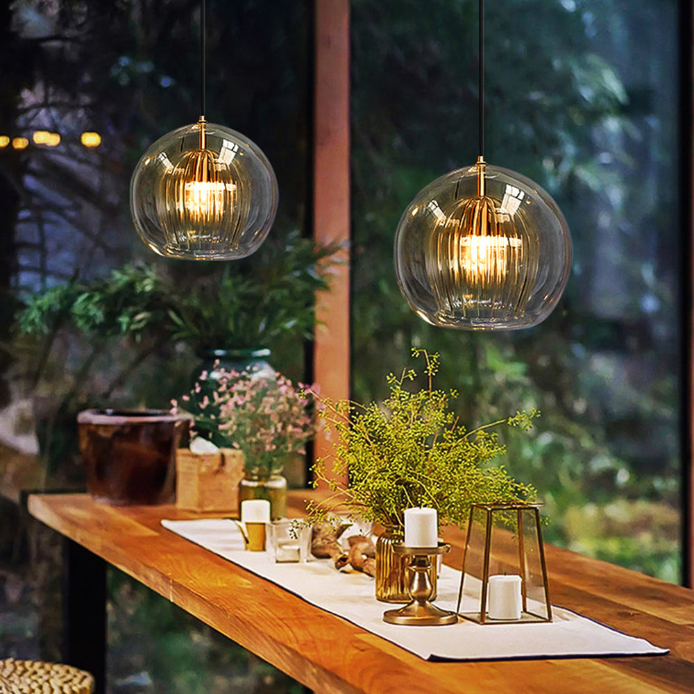 ShineSphere - Amber Pendant Light with Radiant Elegance