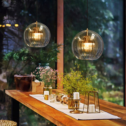 ShineSphere - Amber Pendant Light with Radiant Elegance