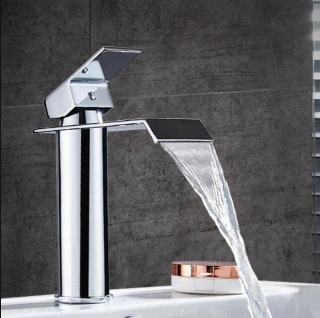 AquaElegance | Elegant Brass Waterfall Basin Mixer Tap for Bathroom Sink 0