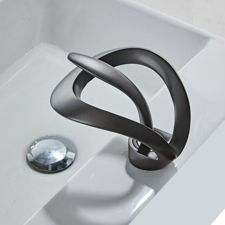 AquaGold | Elegant Modern Brushed Gold Bathroom Sink Faucet 2