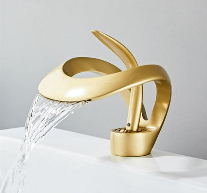 AquaGold | Elegant Modern Brushed Gold Bathroom Sink Faucet 5