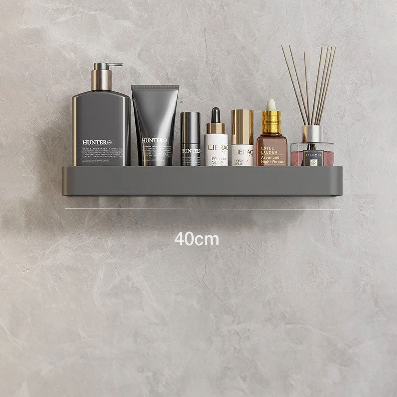 AureaShelf | Stylish Gray Floating Bathroom Storage Shelves with No-Drill Installation 6