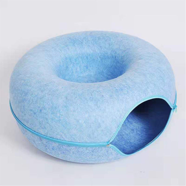 Variant image for Cozy Donut Cat Bed – Plush Material, Anti-Slip Base, 20-Inch Diameter, Ideal for Relaxation and Play-2