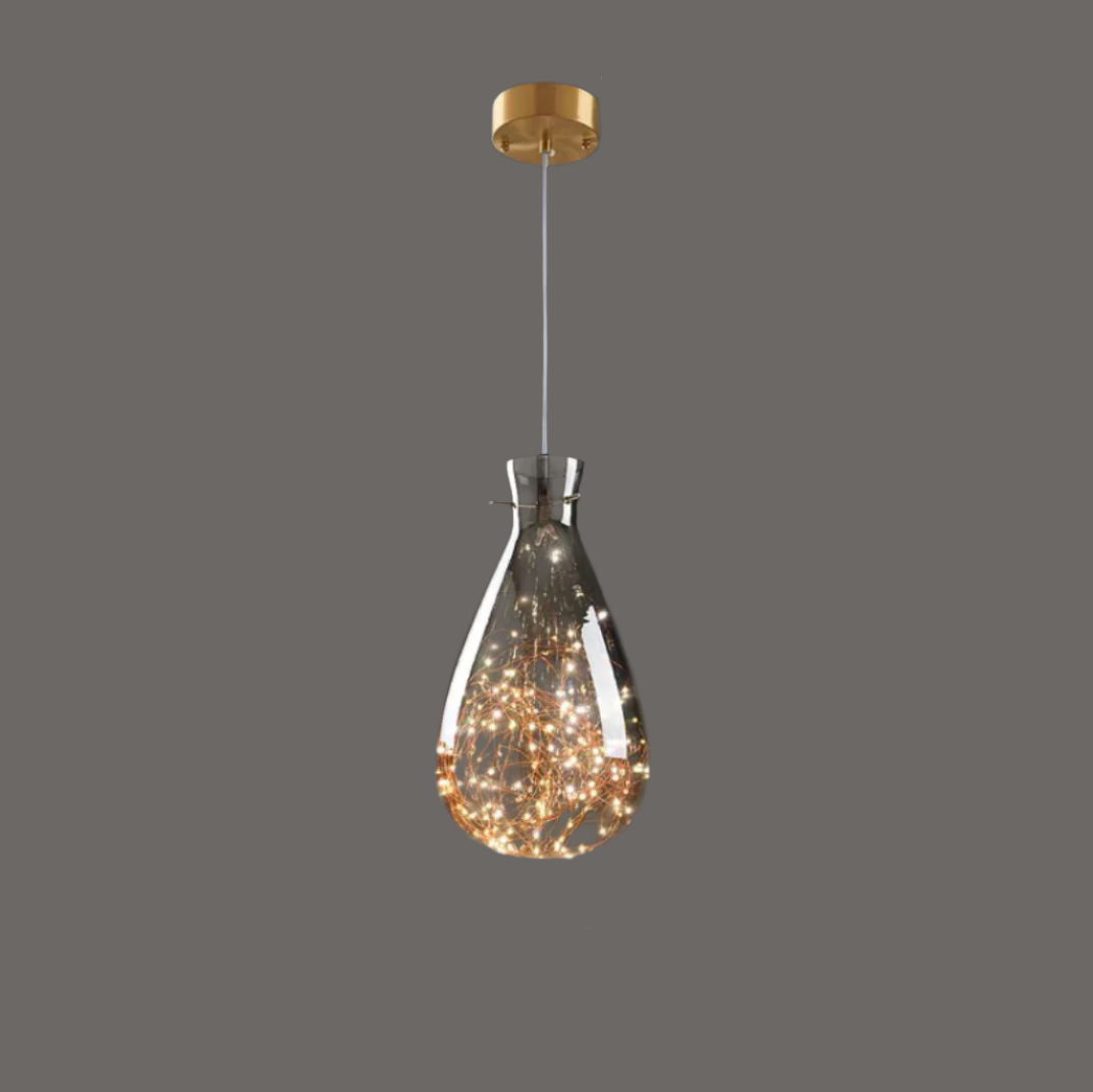 NebulaGlow - Lampe Suspendue Grise