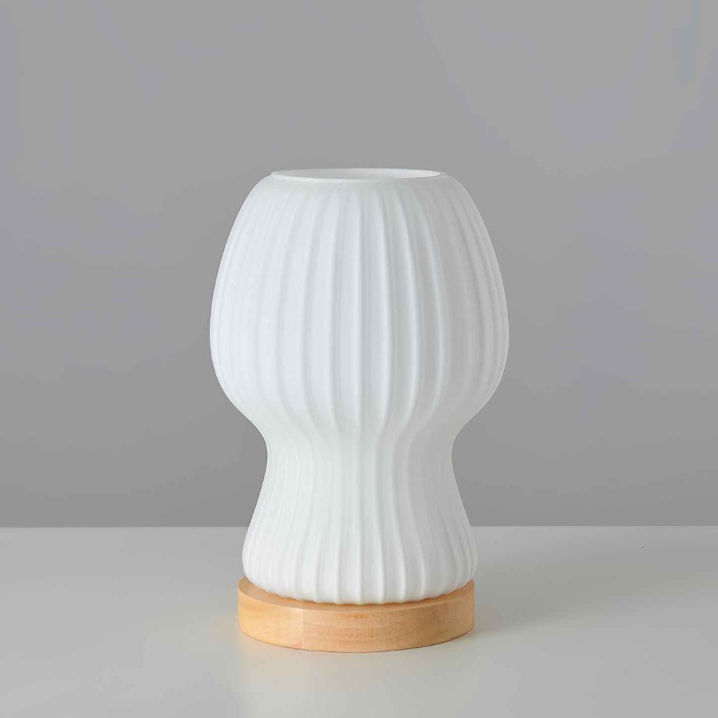 GlowBeam – Folded Glass Table Lamp with Wooden Accent