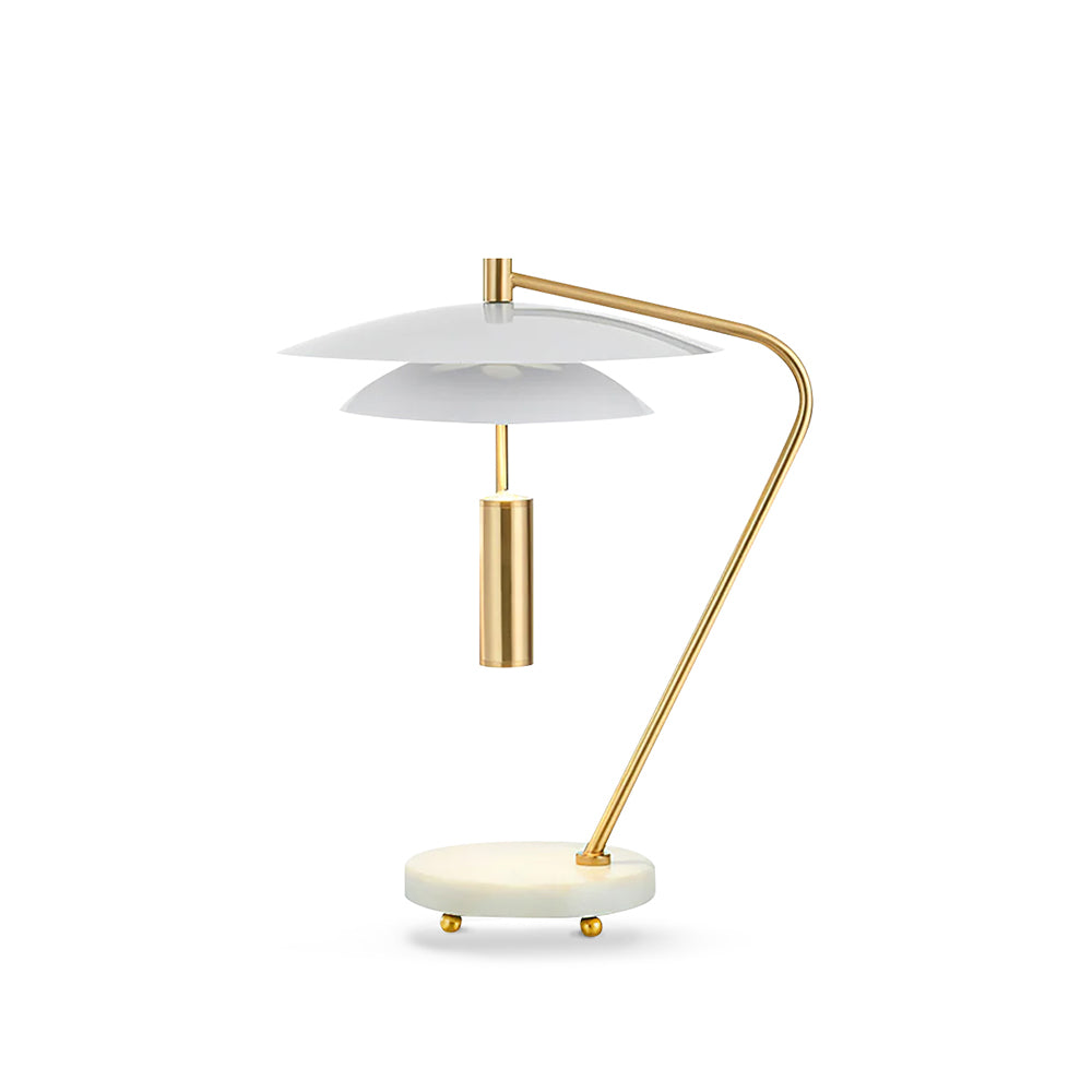 EleganceStone – White Aluminium Lamp with Marble Base