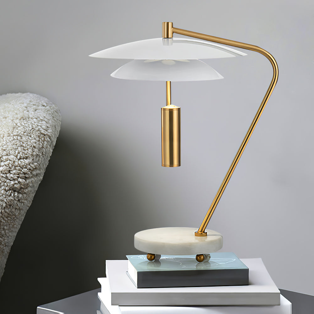 EleganceStone – White Aluminium Lamp with Marble Base