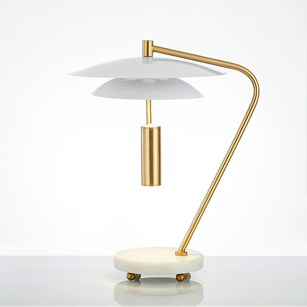 EleganceStone – White Aluminium Lamp with Marble Base