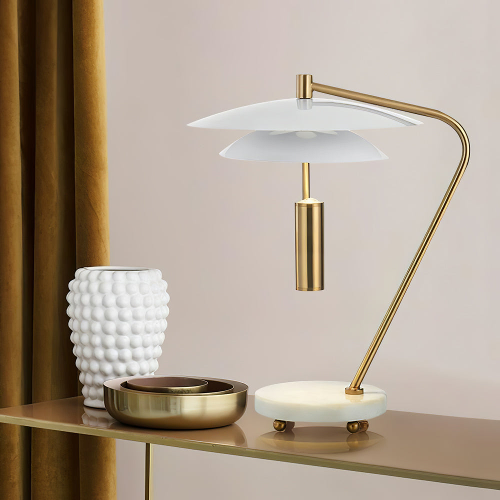 EleganceStone – White Aluminium Lamp with Marble Base