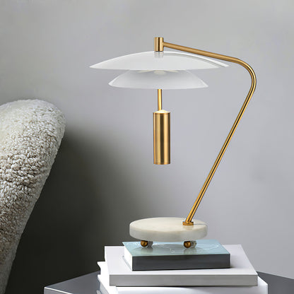 EleganceStone – White Aluminium Lamp with Marble Base