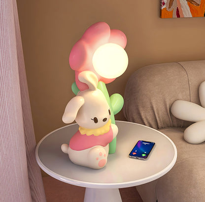 FloraBunny - Table Lamp with Sweet Rabbit and Delicate Flower Design