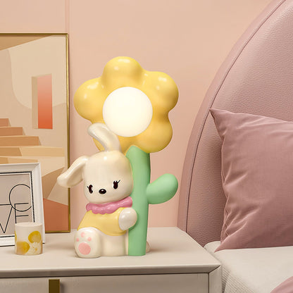 FloraBunny - Table Lamp with Sweet Rabbit and Delicate Flower Design