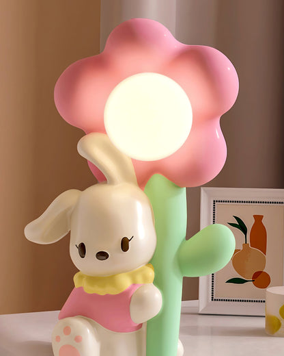 FloraBunny - Table Lamp with Sweet Rabbit and Delicate Flower Design