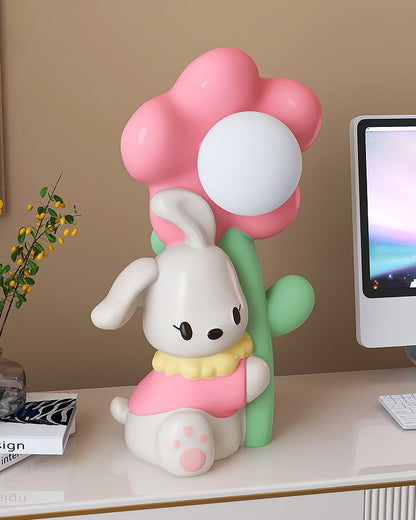 FloraBunny - Table Lamp with Sweet Rabbit and Delicate Flower Design
