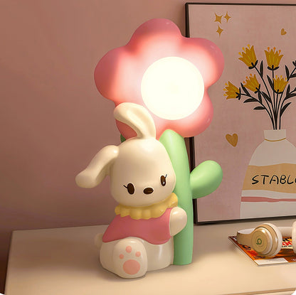FloraBunny - Table Lamp with Sweet Rabbit and Delicate Flower Design
