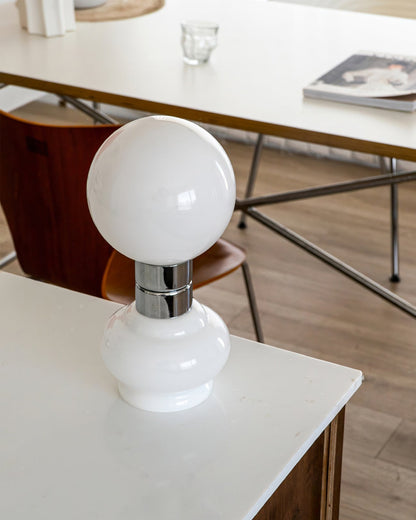 GlobeLume – Sleek White Glass Lamp Design