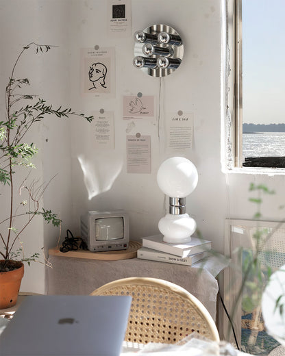 GlobeLume – Sleek White Glass Lamp Design