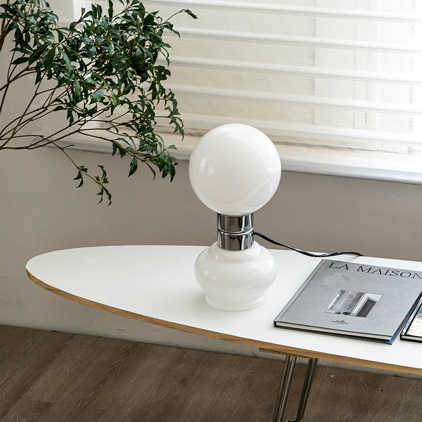 GlobeLume – Sleek White Glass Lamp Design